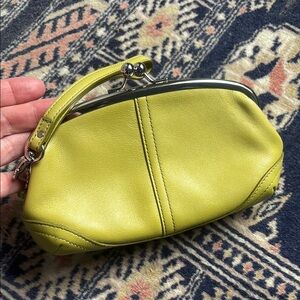 Coach Lime Green Leather Wristlet Clutch